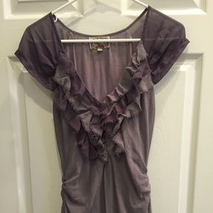 Purple Ruffle Chiffon Top by Yoana Baraschi Anthro